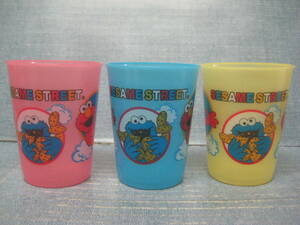 *SESAMI STREET Sesame Street lovely pra cup 3 color set Elmo * Cookie Monster pattern *