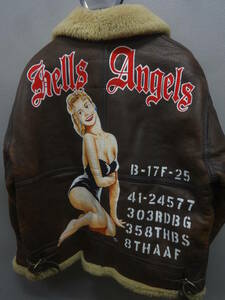 B-3 flight jacket / pin nap girl / hand paint /G-1/A-2/B-3/ superior article /M size 