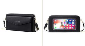 スマホショルダーバッグ レディース タッチ操作対応 スマホポシェット 多機能 スマホポーチ 入れたまま操作 スキミング防止