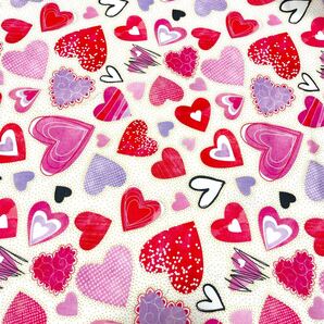 輸入生地 QT heart fabric 110×45 ホワイト