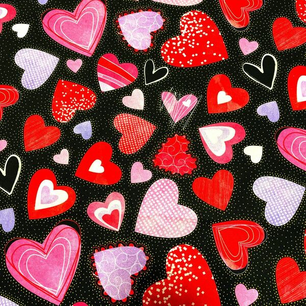 輸入生地　USA QT heart fabric 110×45 ブラック