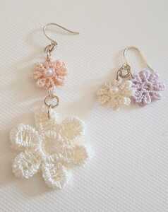  new goods unused Tresor flower hook earrings 