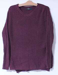  old clothes * four ever 21* knitted * red purple S long sleeve * men's FOREVER21