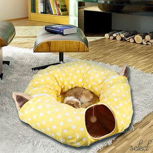 トンネルとハウス一体型！ドーム型ハウス 多機能ペットベッド 猫用ベッド トンネル 洗える ストレス解消 家猫 愛猫 運動不足 丈夫