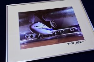ANA 全日空 B747-400 退役記念 生写真 額装 ルーク・オザワ 