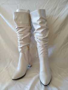  new goods [M] metal rouge tea n key heel car - ring long boots ivory 