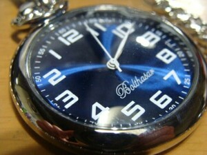特別セール★バルダザール逆回転懐中時計ブルー 秒針も逆回転+ハングル文字盤婦人腕時計おまけ