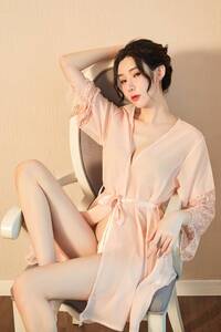 セクシーランジェリー シースルー ベビードール パジャマ Tバック パンティー セット ピンク