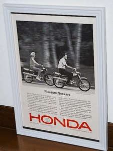 1965年 USA 60s vintage 洋書雑誌広告 額装品 Honda S65 ホンダ / 検索用 CS65 店舗 ガレージ 看板 ディスプレイ サイン 装飾 (A4size)
