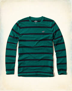 * HOLLISTER Stripe Icon T-shirt ホリスター 長袖Ｔシャツ 長袖 ロンT M / Green *