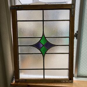 7s-522 アンティークステンドグラス ダイヤ柄/格子柄/縦横使い可 1920年代英国製/イギリス製