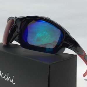 新品 OCCHI 偏光サングラス UV400 軽量 スクエア型 ブルーミラー 