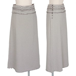  Jurgen Lehl JURGEN LEHL cotton side button design long skirt ivory black M [ lady's ]