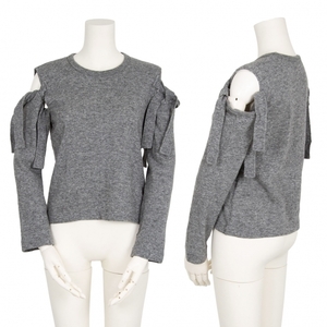  com com Comme des Garcons COMME des GARCON wool nylon shoulder opening .. design knitted so- gray XS [ lady's ]
