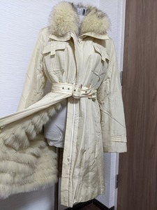 [ free shipping ]A478 SOLEIL soleil three . association fox long coat liner belt fur real fur silk silk cotton inside 