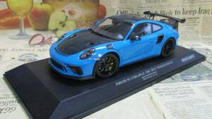 * очень редкий распроданный * мир 111 шт. *Minichamps PMA*1/18*Porsche 911 (991 II) GT3 RS Weissach Package 2019 Miami голубой / черный 