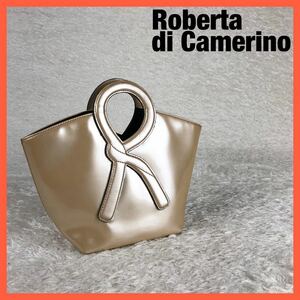 即決 Roberta di Camerino ロベルタ ディ カメリーノ ハンドバッグ レディース Rハンドルチーフ エナメル ミニバッグ パールカラー