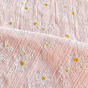 コットンレース 刺繍レース コットン100% 綿100% はぎれ マーガレット ピンク