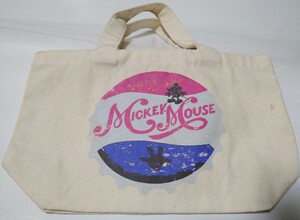 TTUミッキープリントミニトートバッグ生成り/BAGディズニー鞄　汚れB品