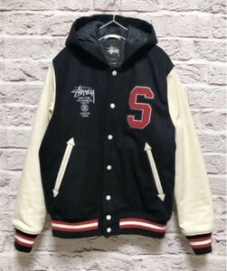 激レア限定☆stussyワールドツアー5大都市MスタジャンBIG5フーディvarsityジャケットjacketフード付きBIG4ステューシーSワッペンworld tour