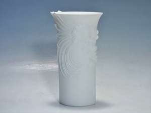 K01115[ запад Германия KAISER Kaiser ] фарфор цветок основа белый фарфор ваза ваза для цветов цветок входить высота 23.2cm W. Germany Vintage 