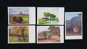 Art hand Auction h■ 戦前絵葉書 絵画 5枚セット 南満農家 新京城門外 景色 風景 光景 レトロ アンティーク /pcm07, 印刷物, 絵はがき, ポストカード, その他