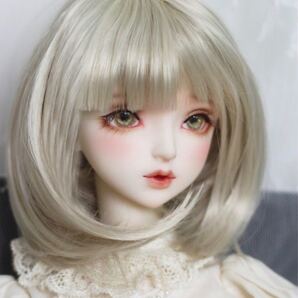 ドール ウイッグ ボブ 前髪 人形 Bjd かつら ホワイトベージュ1/4