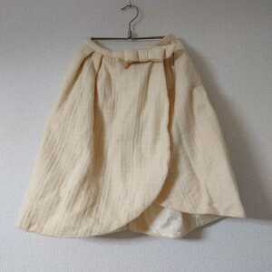 古着　巻きスカート　リボン付き　クリーム色　/N5744