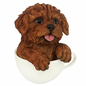 パプチーノ 子犬 コレクタブル・ドッグ：レッド・プードル彫像 彫刻置物/テーブル キッチン（輸入品）