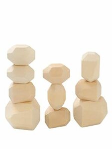 [Visca BG] 木製 ブロック 積み木 岩 ストーン型 立体 パズル 幼児 知育 玩具 木のおもちゃ (10pcs