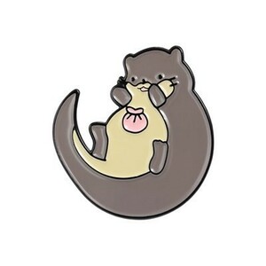 ブローチ カワウソ ノーブランド エナメル ピン かわいい 漫画 動物 ジュエリー ラペル レディース メンズ ユニセックス #C899-6