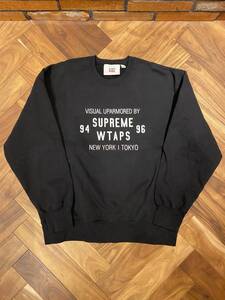 【極美品】 2021FW Supreme/WTAPS Crewneck Large Black シュプリーム ダブルタップス クルーネック サイズL 黒 ブラック スウェット