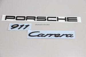 991型 ポルシェ911【ポルシェ純正品】リアエンブレム ’911 Carrera PORSCHE’ マットブラック (艶消し黒) ポルシェカレラ code:103