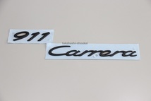 991型 ポルシェ911【ポルシェ純正品】リアエンブレム ’911 Carrera’ マットブラック (艶消し黒) 　ポルシェ911カレラ code:103_画像1