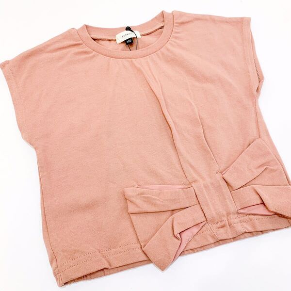 【新品未使用】セラフ seraph 110㎝ トップス Tシャツ ピンクベージュ リボン かわいい fo エフオー