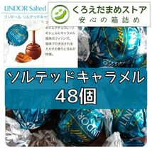 【箱詰・スピード発送】C48 ソルテッドキャラメル 48個 リンツ リンドール チョコ ジップ袋詰 ダンボール箱梱包 送料無料 くろえだまめ_画像1