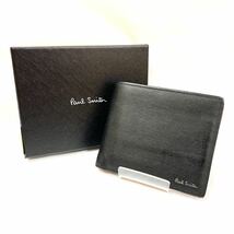 ●[1円スタート]Paul Smith ポールスミス●2つ折り財布/マルチストライプ/メンズ財布/WALLET/財布/黒×赤/小銭入れ/お札入れ/牛革/CC0_画像1