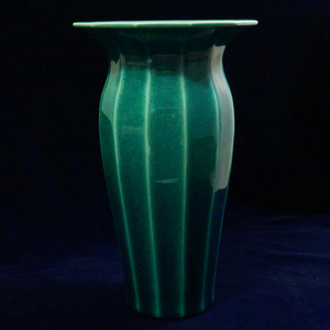 京焼　山崎光洋 青磁 貫入 １２角　花瓶 　花器 陶器 置物 木箱