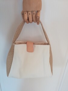 ハンドメイド ハンドバッグ ミニトート キャンバス ピッグレザー