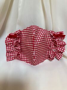 立体インナー チェック柄 赤白 フリル リボン ハンドメイド