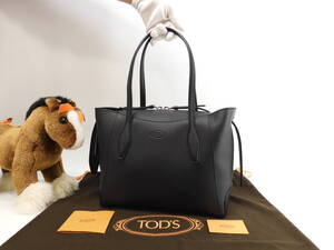  Tod's tote bag type pushed . leather black shoulder bag handbag unused @ 301