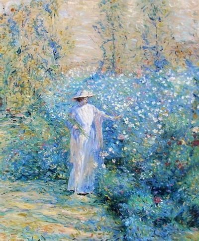 Obra maestra de pintura al óleo a precio especial de Robert Lewis Reid_In the Flower Garden MA524, Cuadro, Pintura al óleo, Naturaleza, Pintura de paisaje