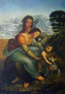 特価油絵 ダビンチの名作_聖アンナと聖母子 MA267