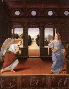 Art hand Auction 油画 Lorenzo Di Credl_Annunciation ma1238, 绘画, 油画, 肖像