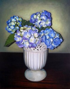 Art hand Auction 特価油絵 花瓶の紫陽花 MA2871, 絵画, 油彩, 自然, 風景画