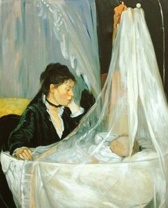 Art hand Auction 特价油画《摇篮》作者：Berthe Morisot ma475, 绘画, 油画, 肖像