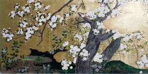 Art hand Auction Lacquer painting by Kyuzo Hasegawa, masterpiece Cherry Blossoms (left panel) NH81L, Painting, Japanese painting, others