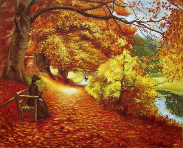 Chef-d'œuvre de peinture à l'huile à prix spécial par Hans Anderson Brendekilde_Autumn Forest MA538, Peinture, Peinture à l'huile, Nature, Peinture de paysage