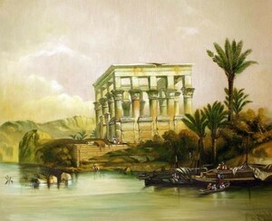特価油絵　ダヴィッド・ロバーツの名作「フィラエ神殿」 MA394