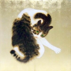 Art hand Auction Lackmalerei: Meisterwerk von Takeuchi Seiho_Gefleckte Katze NH225, Malerei, Japanische Malerei, Andere